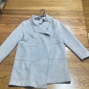 Faux Suede Light Gray Trench Coat